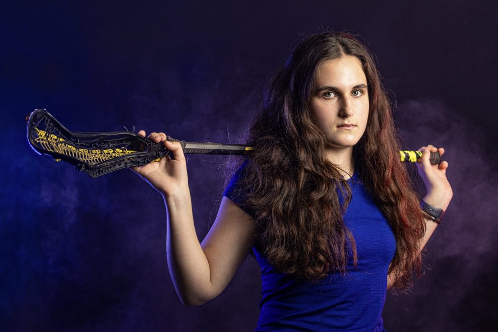 Studio strobe portrait of a lacrosse player