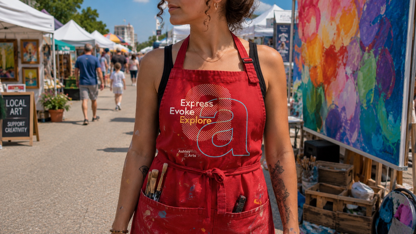 Ashley for the Arts branded apron
