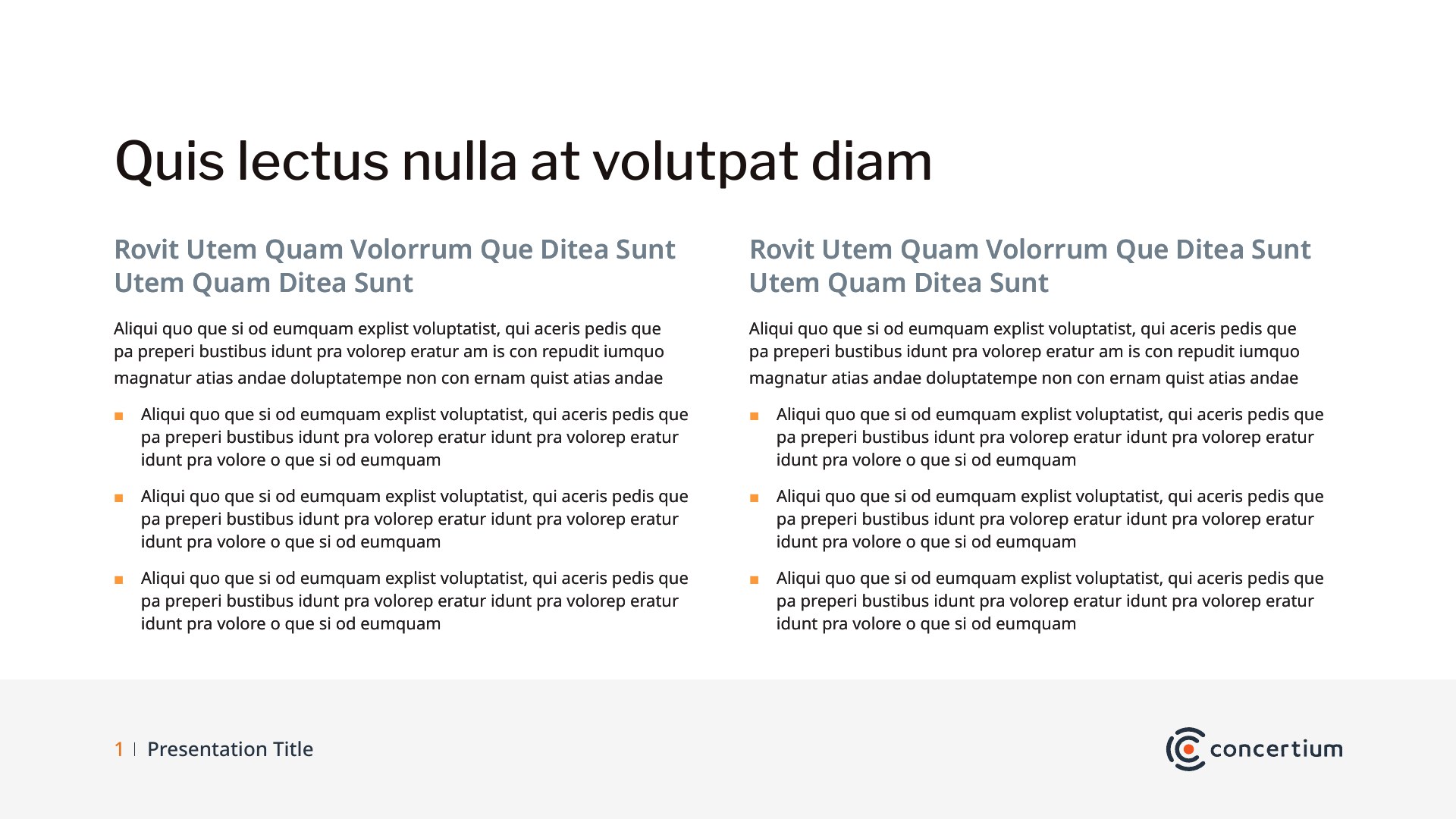 Concertium PowerPoint template two-column layout