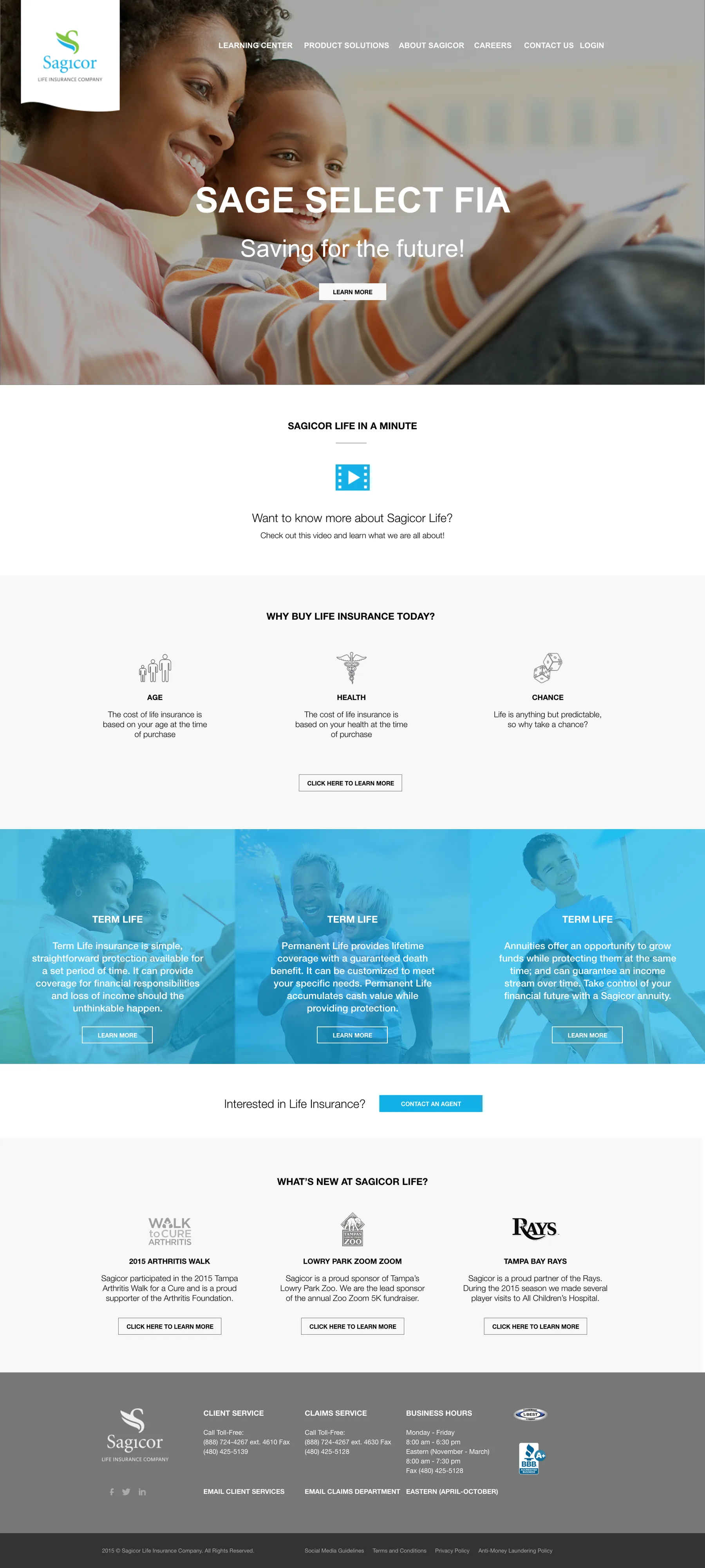 Sagicor website UI page 1