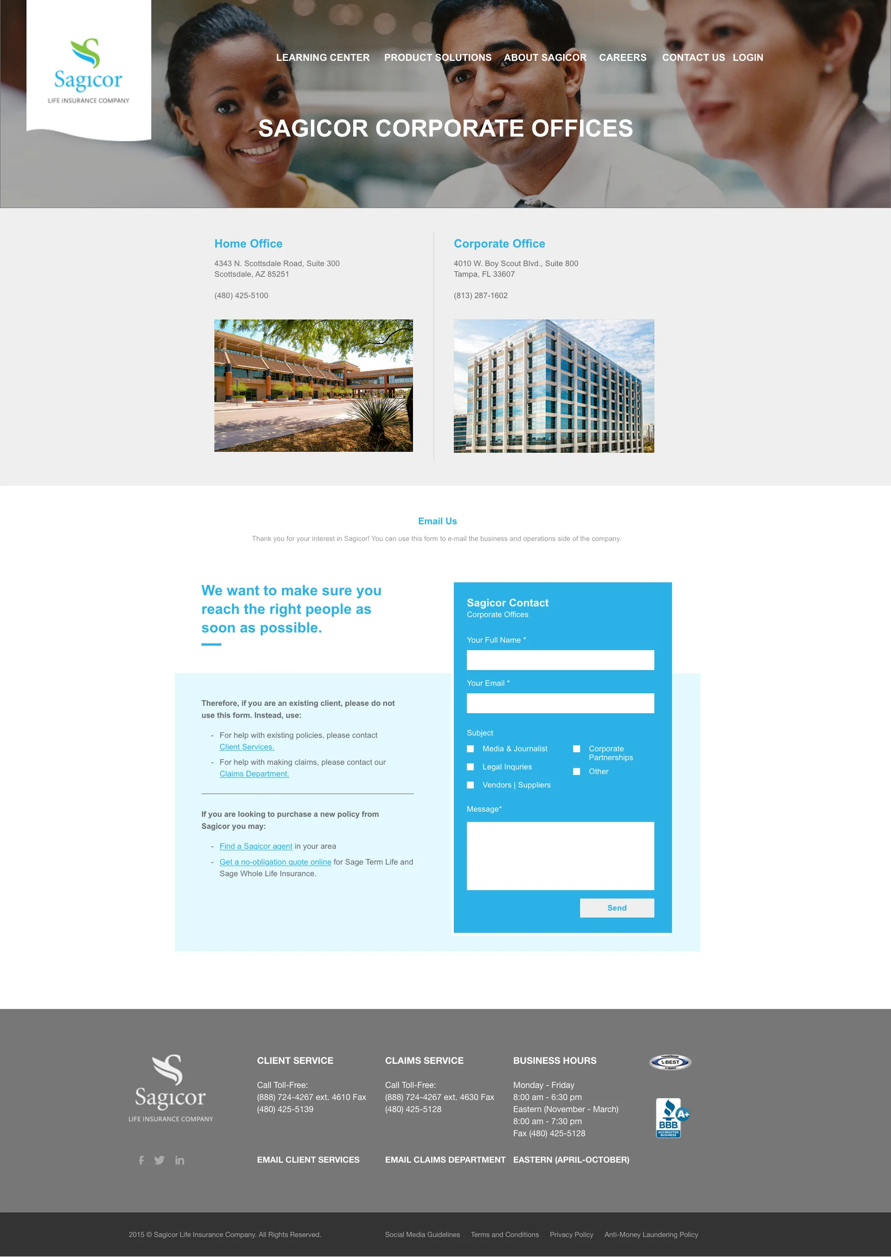 Sagicor website UI page 2