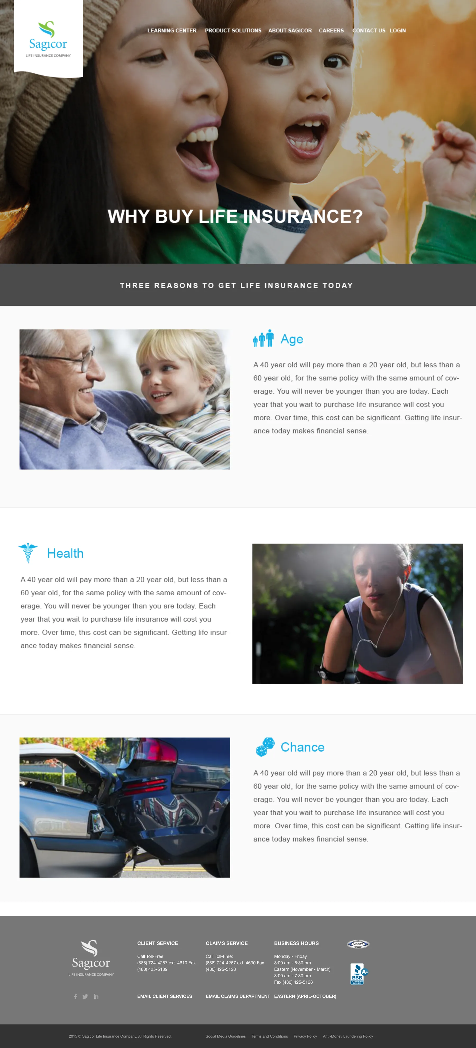 Sagicor website UI page 3