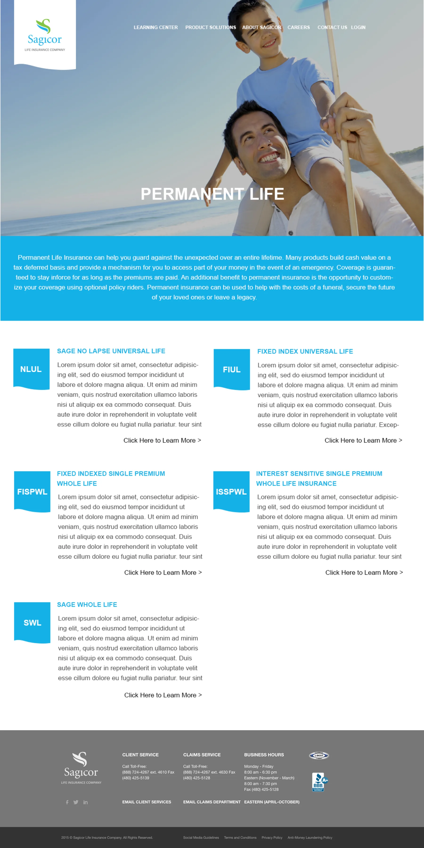 Sagicor website UI page 4