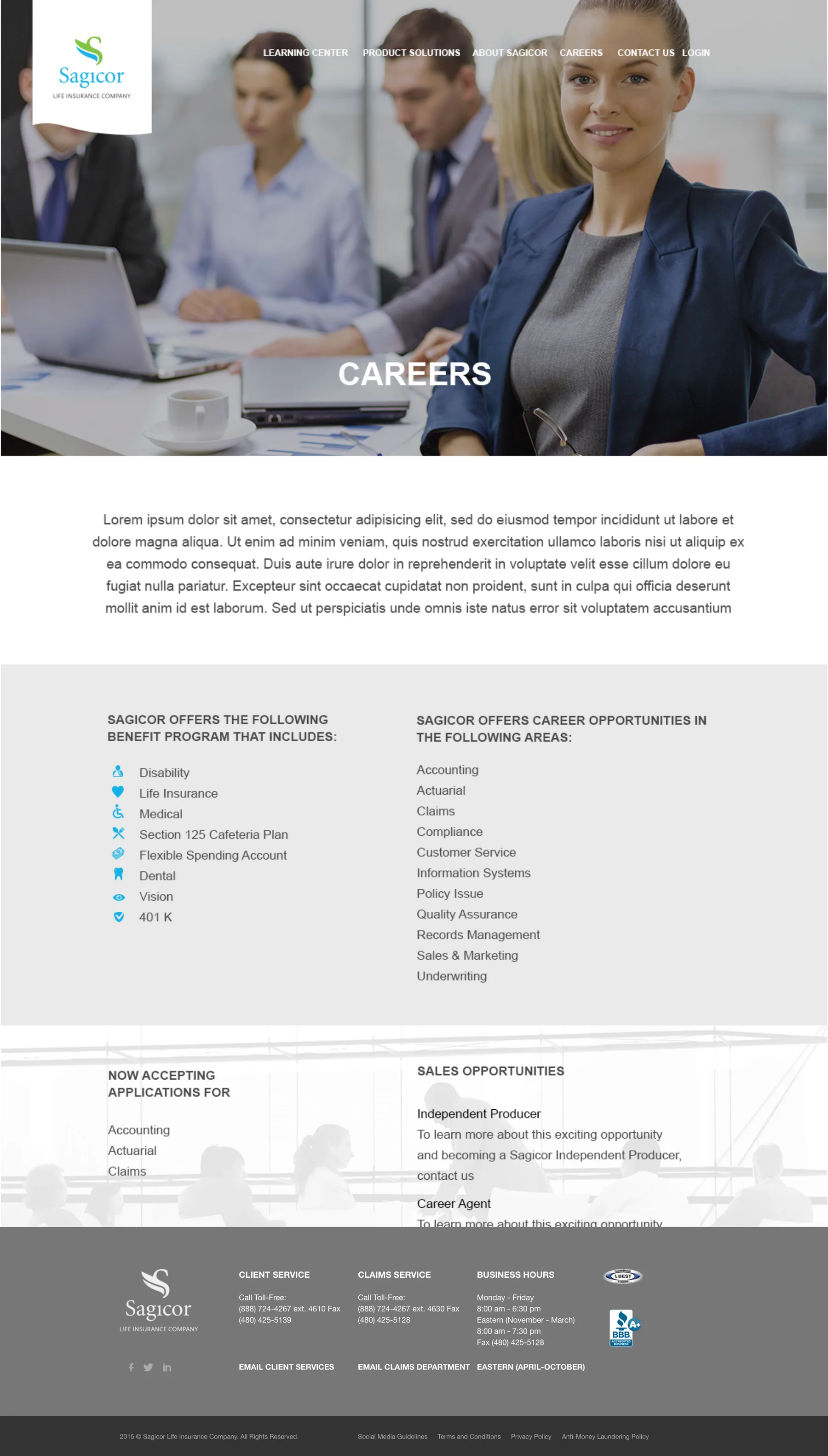 Sagicor website UI page 5