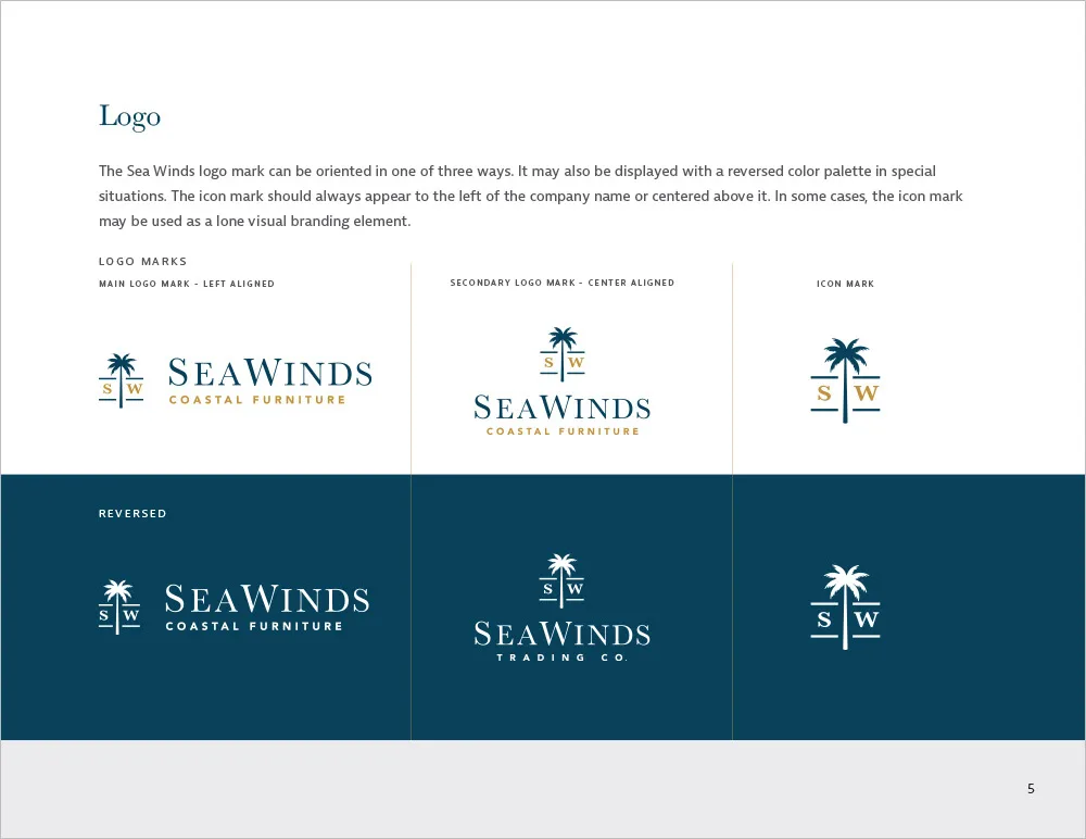 Seawinds brand guidelines page 5